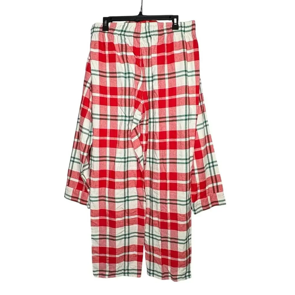 Old Navy Men's Holiday Christmas Plaid Flannel Pajama Two Piece Set Large New